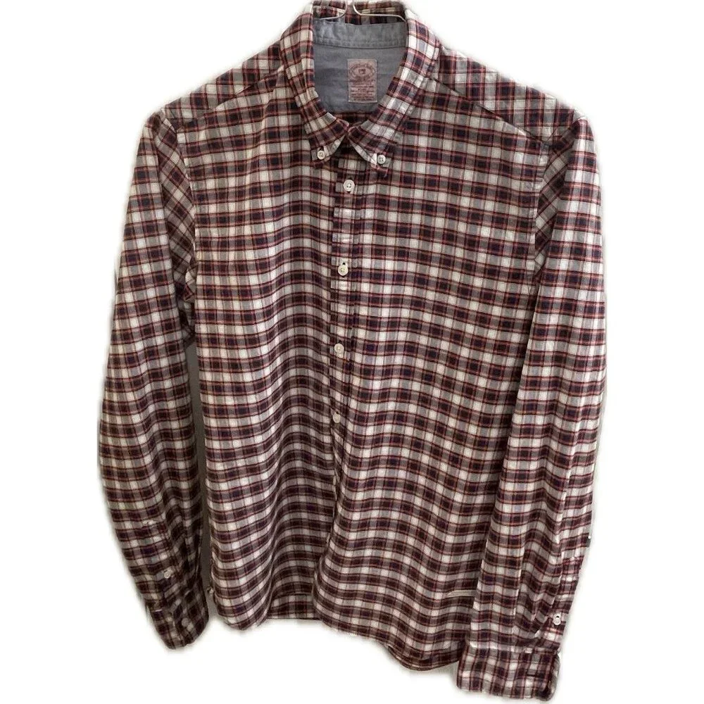 scotch and soda Red Plaid Button-down Shirt men M Cotton Collar Long Sleeve - Picture 1 of 11